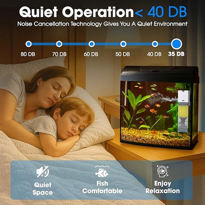 Aquarium Filter 10W for 10-40 Gallon, Internal System with Quiet 700L/h Pump, Submersible Aquarium Filter for Turtles, 10 Gallon Fish Tank Filter, Filtro para Pecera, Clean Water Setup