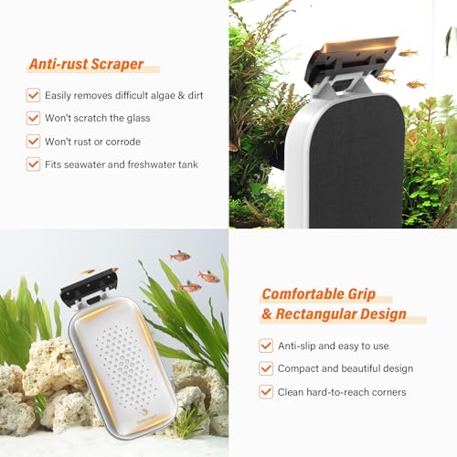 fishkeeper Magnetic Aquarium Fish Tank Glass Cleaner, X-Large for 0.6-0.8in | Exquisite & Super Strong Magnetism, Double Side Floating Algae Scraper Cleaning Tools forAcrylic and Glass Tanks - size: XL (for 0.6" - 0.8" glass)