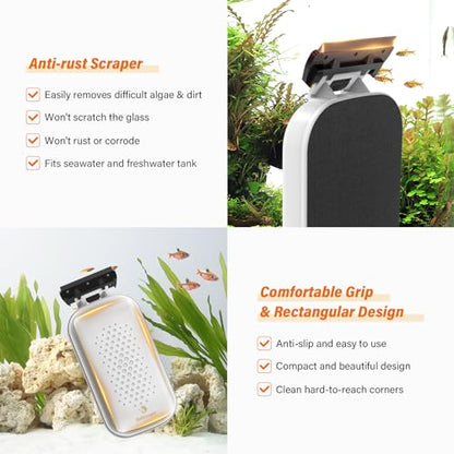 fishkeeper Magnetic Aquarium Fish Tank Glass Cleaner, X-Large for 0.6-0.8in | Exquisite & Super Strong Magnetism, Double Side Floating Algae Scraper Cleaning Tools forAcrylic and Glass Tanks - size: XL (for 0.6" - 0.8" glass)