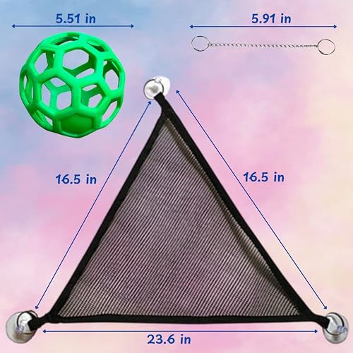 Snake Enrichment Toys Ball with Hammock, Reptiles Climbing Toy Hammock, Small Snakes Enrichment Toys Activity Ball With Chain, Snake Tank Accessories, Crested Gecko Tank Accessories (Green, L) - color: Green