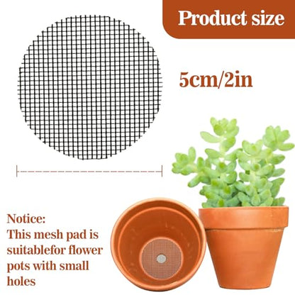 MAQIHAN 100 Plant Pots - Hole Mesh Pad Terrarium Potting Eye Mesh Mats Pot Substrate Barrier 2 Inch Net Bonsai Gardening Grid Ceramic Drainage Hole Mesh Screen Prevent Soil Leaking