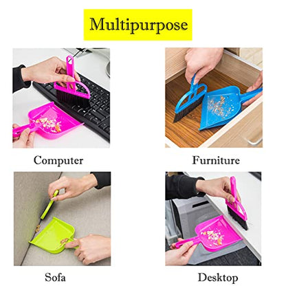 SEIS 3 Pack Hamster Mini Dustpan and Broom Set Guinea Pig Classical Besom Chinchillas Sweeper Cavy Cage Clean Hedgehogs Scooper for Small Animal (Green) - color: Green