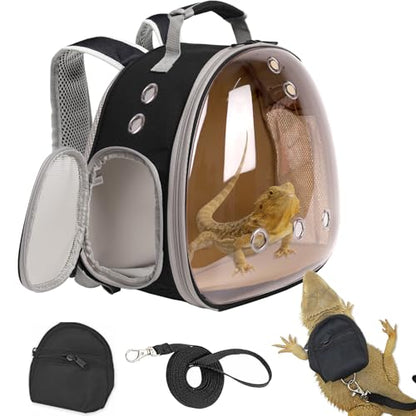 Small Animal Travel Backpack Carrier,Portable Bearded Dragon Bag for Sugar Glider,Hedgehog,Rat,Bunny,Rat,Outdoor Used (Polarized-Brown, New Version Backpack+BP LSH) - color: Polarized-Brown