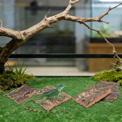YARNOW Reptile Cork Bark Climbing Platform 4 Pack Terrarium Decor Snake Hide and Reptile Tank Accessories for Lizards Geckos Small Pets 5.11 X 1.49 X 0.39 in