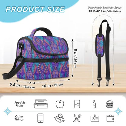 Emelivor Snake Skin Insulated Lunch Bag Container Tote for Student | 8L Double Deck,Large Lunch Box with Shoulder Strap,Thermal Meal Prep Cooler,Suitable for School Work Picnic Office Travel