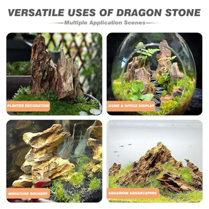 Unocho Aquarium Rocks Dragon Stone 10lb Aquarium Decor Rocks Aquascaping Stone for Aquariums Landscaping Model Tank Decoration Paludarium Amphibian Enclosures(2-6 inches) - size: 10LB(2-6 inches)