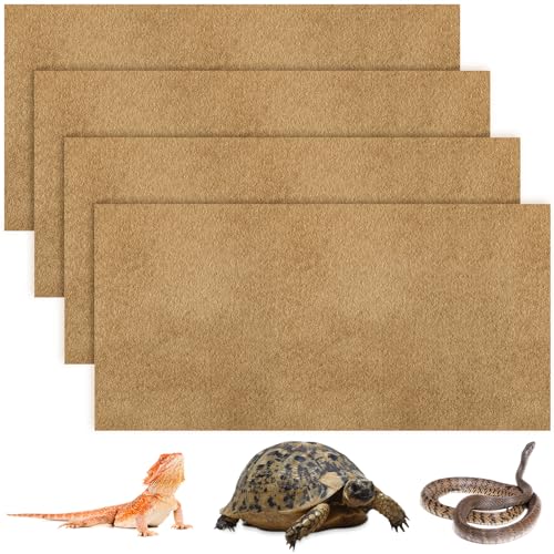 Haull 4 Pcs Reptile Carpet Pet Terrarium Floor Liners Bedding Substrate Liner Supplies Reptile Cage Mat Tank Accessories for Lizard Bearded Dragon Tortoise Snake Leopard (47 x 24 Inch, Coffee) - color: Coffee