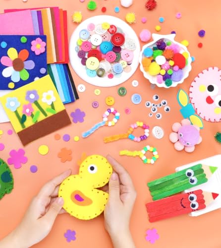 Eppingwin Pipe Cleaners Craft Kits, Craft Kit Includes Pom Poms, Felt Sheets, Pony Beads, Arts and Crafts Supllies for Arts Crafts DIY