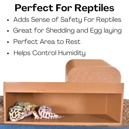 Reptile Humid Hide Viewing Box with Lid | Cave Humidity Hide for Leopard Gecko, Hognose Snake, Corn Snake Reptile Underground Lay Box Hideout Habitat Tank Enrichment | Decor Decoration Accessories