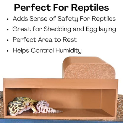Reptile Humid Hide Viewing Box with Lid | Cave Humidity Hide for Leopard Gecko, Hognose Snake, Corn Snake Reptile Underground Lay Box Hideout Habitat Tank Enrichment | Decor Decoration Accessories