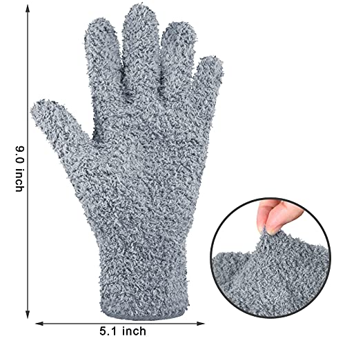 4 Pairs Microfiber Dusting Gloves Washable Reusable Cleaning Gloves Mittens for Plants House Cleaning Car Blinds - color: Dark Blue, Gray, Khaki, Black, size: Medium