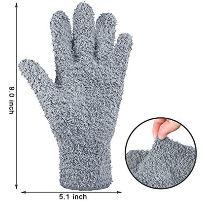 4 Pairs Microfiber Dusting Gloves Washable Reusable Cleaning Gloves Mittens for Plants House Cleaning Car Blinds - color: Dark Blue, Gray, Khaki, Black, size: Medium