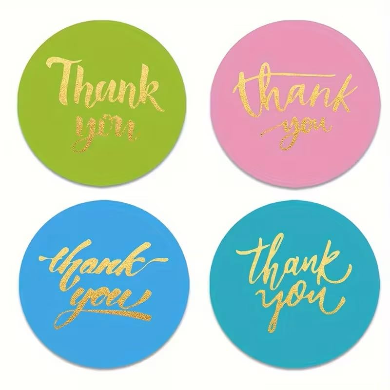 500pcs/Roll, Golden Font Thank You Stickers, Adhesive, 2.54 Cm - color: Colorful 4