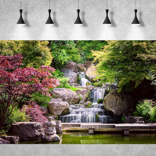 Waterfall Aquarium Background Kyoto Garden Style Terrarium Background Forest Huge Rocks Fish Tank Background Falls Stream River Aquarium Backdrop Waterfall Reptile Habitat Background 24x12in - color: Purple Green, size: 24(W)x12(H)in