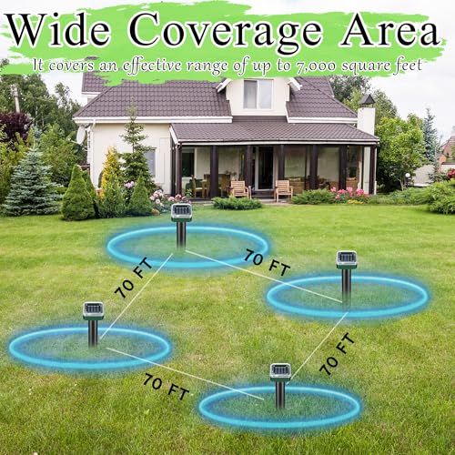 10 Pack Mole Repellent Solar Powered,Snake Repellent Ultrasonic, IP 65 Waterproof Ultrasonic Deterrent Stakes,Get Rid for Moles,Voles,Gophers,Squirrels, Voles, Skunks in Yard, Lawn, and Garden