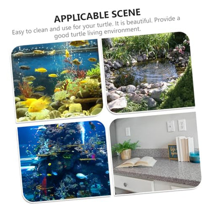 Happyyami 1pc Plastic Turtle Feeding Box Reptile Tank Basking Platform Drainage System for Aquatic Tortoise Habitat and Pet Environment