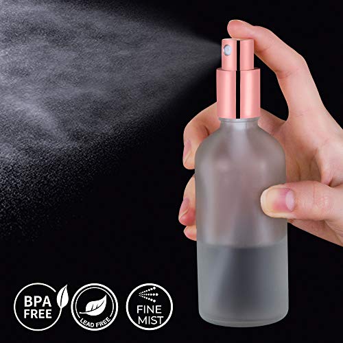 Small Glass Spray Bottle, 3.4oz, 2 Pack | Perfume Atomizer, Fine Mist - color: Rose Gold Frosted