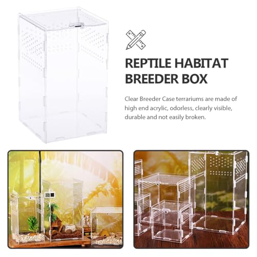 NUOBESTY Magnetic Modular Reptile Breeding Box 12x12x20cm High Transparency Pet Spider and Reptile Storage Holder Terrarium Suitable for Breeders and Transport