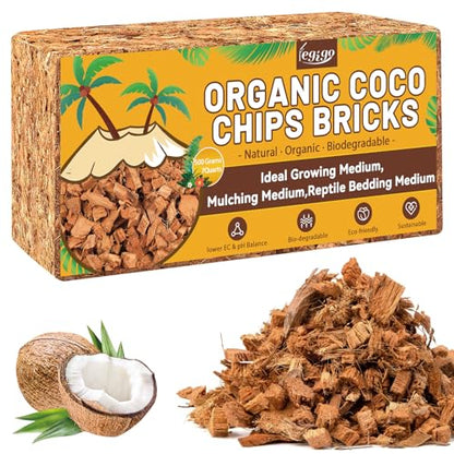 1.1 LB Coco Coir Chips for Plants- Organic Coconut Husk Potting Mix | Coconut Mulch Coco Husk Chips for Garden, Potted Plants, Orchid Repotting Soil Mix, High Expansion & Moisture Retention - size: 1 Pack