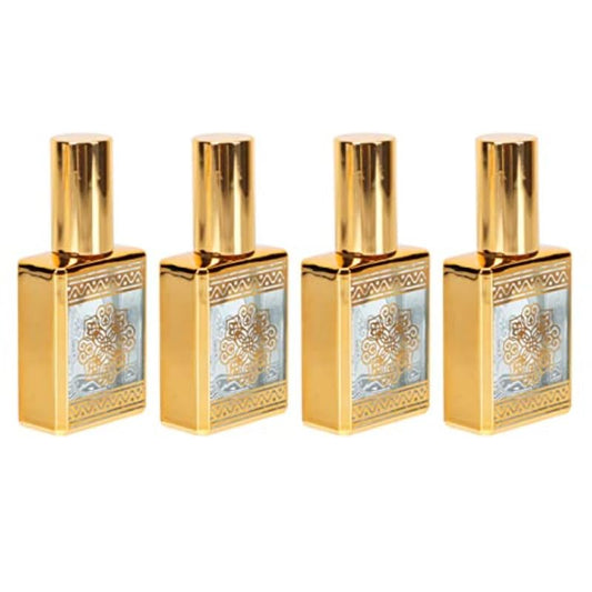 4PCS Perfume Bottle Spray Refillable Glass Spray Bottles Terrarium Travel Refillable Mini Perfume Glass Containers Packaging (Golden)