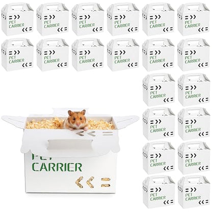 Coloch 20 Pack Cardboard Pet Carrier for Small Pets, 11x8x6 Inches Disposable Pet Transport Box for Small Pets, Chicks, Pullets, Fowls, Hamsters, Gerbils, Not for Adult Cats or Dogs