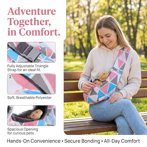 balacoo Bearded Dragon Carrier with Adjustable Strap for Outdoor Travel | Reptile Carrier Sling Bag Backpack, for Small Lizards, Ferrets, Squirrel, Hamsters, for Hiking, Shopping, Outdoor Activities
