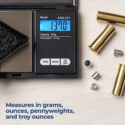American Weigh Scales AWS Series Digital Pocket Weight Scale LCD Screen Accurately Measures 200g x 0.01g, (Black), AWS-201-BLK - color: Black, size: 200g x 0.01g