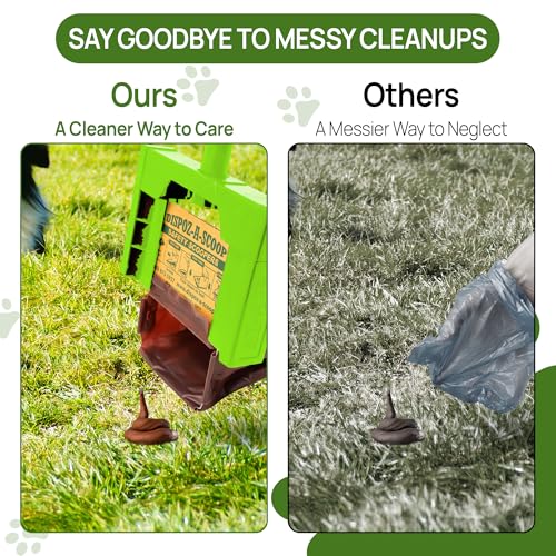 Dispoz-A-Scoop® Revolutionary 4-in-1 Dog Poop Scooper, 24" Handle & 8 Refill Bags - Fast, Easy, Clean with Disposable Bag Attachment, Just Scoop & "Pop" into trash. U.S.A, Always Stays Clean. - style: Scooper