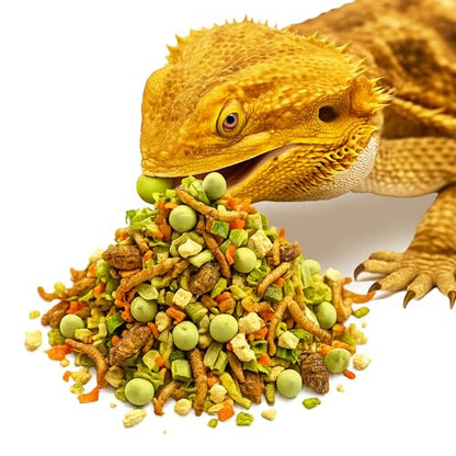 JOR Bearded Dragon Fruit & Insect Mix, Sun-Dried Vegetables, Freeze-Dried Bananas, Crickets, Mealworms & Calcium-Enriched Silkworms, Tasty Balanced Meal for Turtles, 3.5 oz
