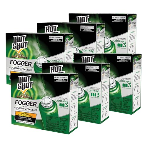 Hot Shot Pest Control Fogger, Kills Roaches, Ants, Spiders & Other Insects On Contact, Controls Heavy Infestations Indoors, 6 Pack - size: 6 Pack, style: Odor Neutralizer