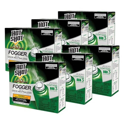 Hot Shot Pest Control Fogger, Kills Roaches, Ants, Spiders & Other Insects On Contact, Controls Heavy Infestations Indoors, 6 Pack - size: 6 Pack, style: Odor Neutralizer
