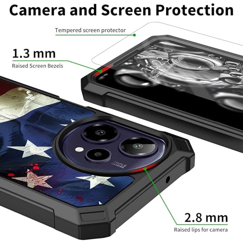 for Cricket Icon Plus 2026 Phone Case,for AT&T Verge 2 Phone Case with Screen Protector [Tempered Glass] Dual Layer Protection Shockproof Corner Silicone Slim Cover,American Flag Art - color: American Flag Art, size: for Cricket Icon Plus 2026/AT&T Verge