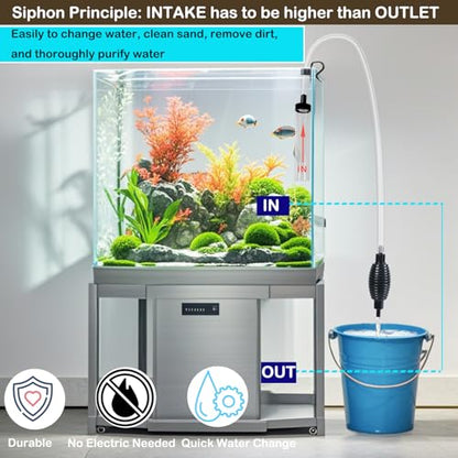 4.3ft Aquarium Siphon Vaccum Cleaner for Fish Tank Cleaning Gravel & Sand - size: 4.3ft