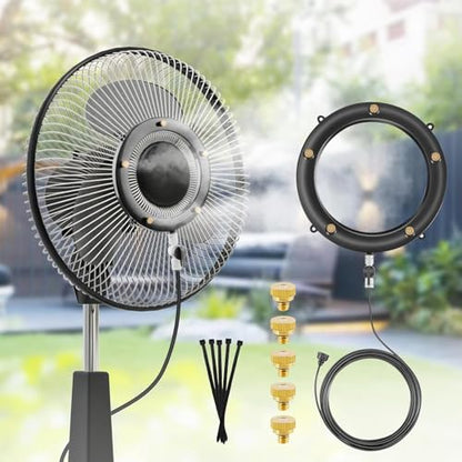 POCKET PANDA Fan Misters for Cooling Outdoor,Fan Misting Kit. | Integrated Mister Ring for Outside with Water Valve, Fit for Any Durable, Seamless not Easy to Leak - size: 19FT