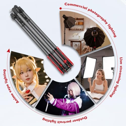 FreeSea MT-03C Carbon Fiber Tripod, Adjustable Heavy Duty Light Stand | 106" Tall Tripod with Flip-Lock & Gas Spring, Professional Studio Light Stand, Supports Boom Arm, Large Softbox, Flash