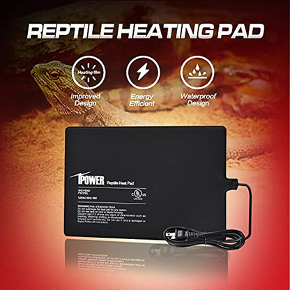 iPower Reptile Heat Pad Under Tank Terrarium Warmer Heating Mat for Turtle, Lizard, Frog, Snake, Reptile, and Other Small Animals, 8X12 Inch, 16W, 2 Pack - size: 8 X 12 Inch, style: 2 Pack