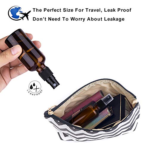 2oz Amber Glass Spray Bottles for Essential Oils, 9 Pack | Small, Travel, Mini, Empty, Fine Mist, for Facial, Cosmetic, Perfume, Hair Care, Room, Refillable, Leakproof, UV protection - color: Amber-9 Pack
