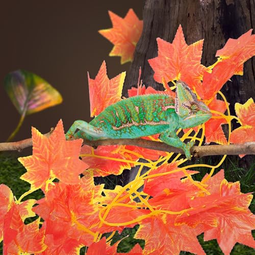 Reptile Box Vine Decor Artificial Climbing Plant Fake Vine Leaves Terrarium Supply for Reptiles Habitat Decoration