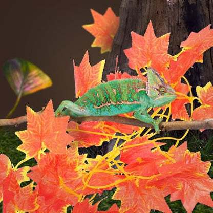 Reptile Box Vine Decor Artificial Climbing Plant Fake Vine Leaves Terrarium Supply for Reptiles Habitat Decoration