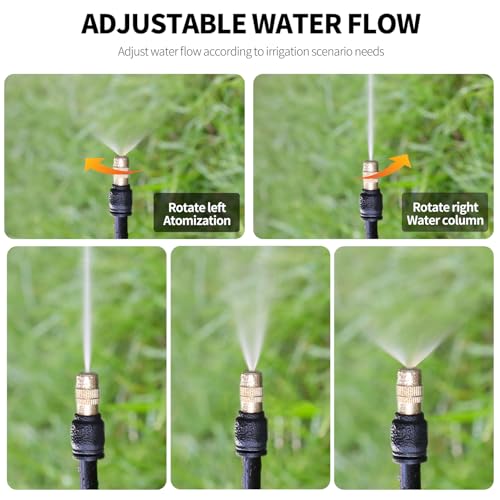 50FT Drip Irrigation System, Complete Garden Watering Kit with Rust-Proof Copper Nozzles - UV Stabilized Flexible Hose for Lawn, Greenhouse, Patio Plants - size: 50FT