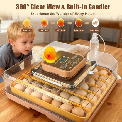 Nest IV - 48 Egg Incubator for Breeders, Fully Automated, Accurate Humidity & Temp Control, Chick Separator, Flexible Egg Spacing, Custom Incubation Days, Auto Turning & Auto Stop, Easy Monitoring - size: 48 Egg [Brown]