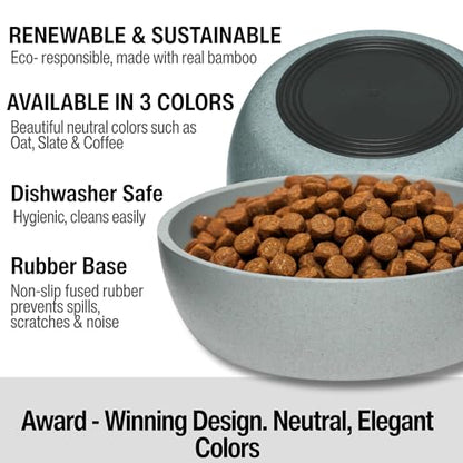 Loving Pets - Dolce Bamboo - Eco-Friendly Pet Bowls & Dishes for Dog, Cats, Puppy Food and Water Bowl -Sustainable and Dishwasher Safe, Made with Real Bamboo (Small, Slate-Grey) - color: Slate Grey, size: Small Bowl