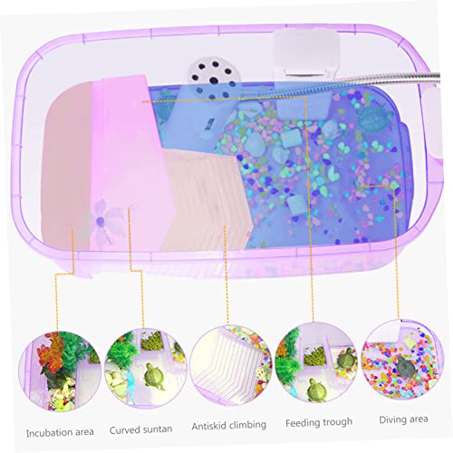 Generic 2pcs Turtle Feeding Box Turtle Tortoise Tank Aquarium Water Case Fish Bowl Hermit Crab Gecko Tortoise Breeding Tank Raising Plastic