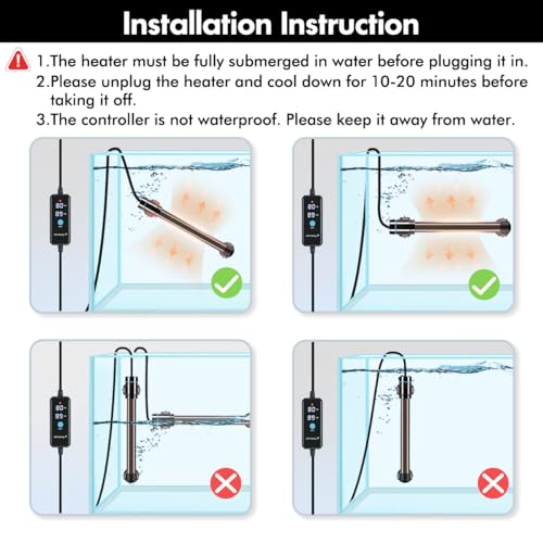 Orlushy Submersible Aquarium Heater, Fish Tank Heater with Free Thermometer for Freshwater and Saltwater Tank - size: R100