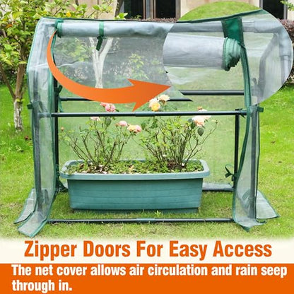 Gardzen Mini Greenhouse with Mesh Cover 36.2"(L) x18.9(W) x33.3(H) | Portable Outdoor Greenhouse, Enhanced Ventilation, Ideal for Spring, Summer & Fall - size: 36”(L) x18”(W) x33”(H)