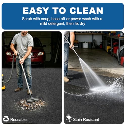 Garage Mats for Floor 7'5" x 17' - Premium Felt + Rubber Backing Thickened Oil Spill Resistant Garage Pad Non-Slip Waterproof Durable Cut to Fit Pad Garage Parking Mats for Compact SUVS Sports Car - size: 7'5" x 17'