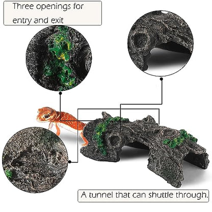 IBWell Aquarium Wood Fish Tank Decorations，Resin Fake Logs Terrarium DÉCor, Reptile Hide Aquarium Hideout for Fish Cave, Small Turtles, to 20 Gallon Tank - size: 6.3"*2.0"*8.9"