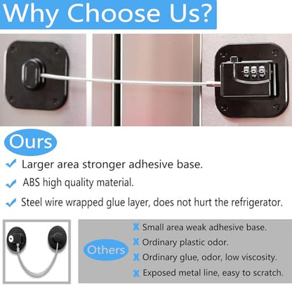 YEYA Upgraded Refrigerator Door Lock with Combination for Adults, Lock for Fridge, Freezer, File Cabinets, Desk Drawers, Locker, Child Safety Latch, Easy Install No Drlling 1 Pack | for Autistic Kids, Dementia, Adults, Desk Drawers, Locker, Child Safety L