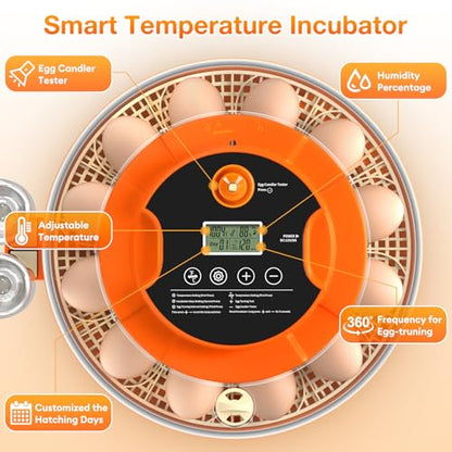 Egg Incubators for Hatching Eggs, 18 Egg Incubator with Automatic Egg Turning and Humidity Control Incubator for Chicken Duck Quail Home Lab - size: O-18H