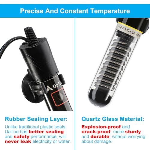 DaToo Mini Aquarium Heater 150W Small Fish Tank Heater 150 Watt with Free Thermometer Sticker(150W) - size: 150W